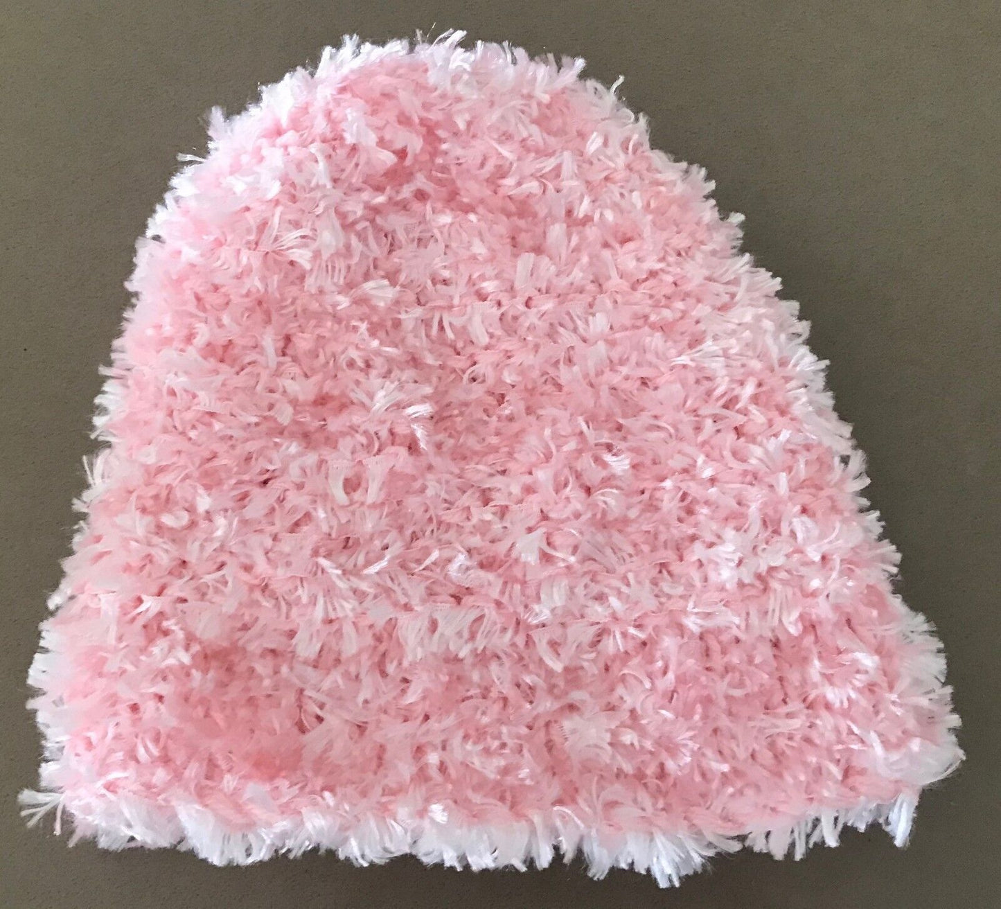 Beanie Chunky Fluffy Knit Hat Handmade Light Pink Chunky Fluffy Knit Size S