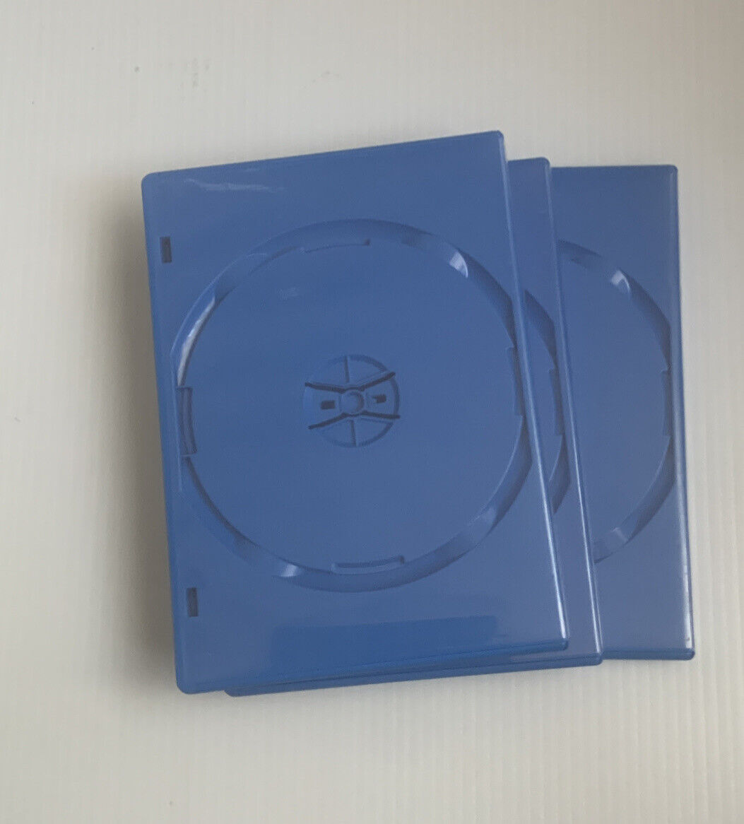 3x DVD CD Cover Case HOLDS 1 Disc & Booklet Blue 25mm Replacement Title Sleeve
