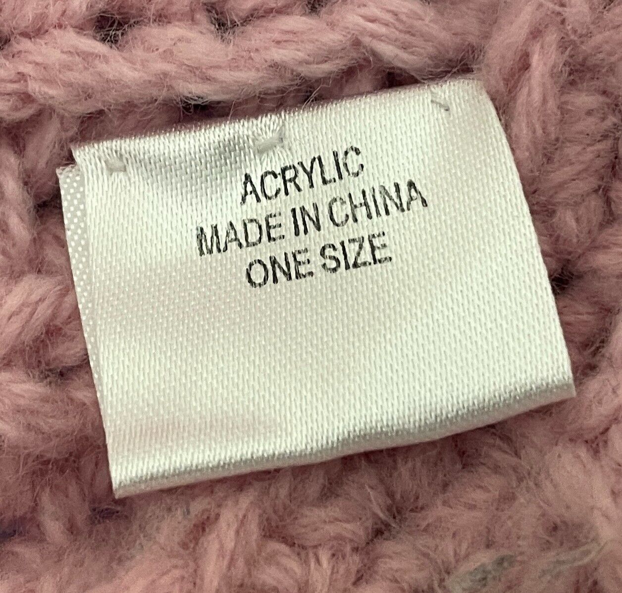 Pink BEANIE HAT CAP Peak Chunky Decorative Knit Acrylic OSFA Hat Cap