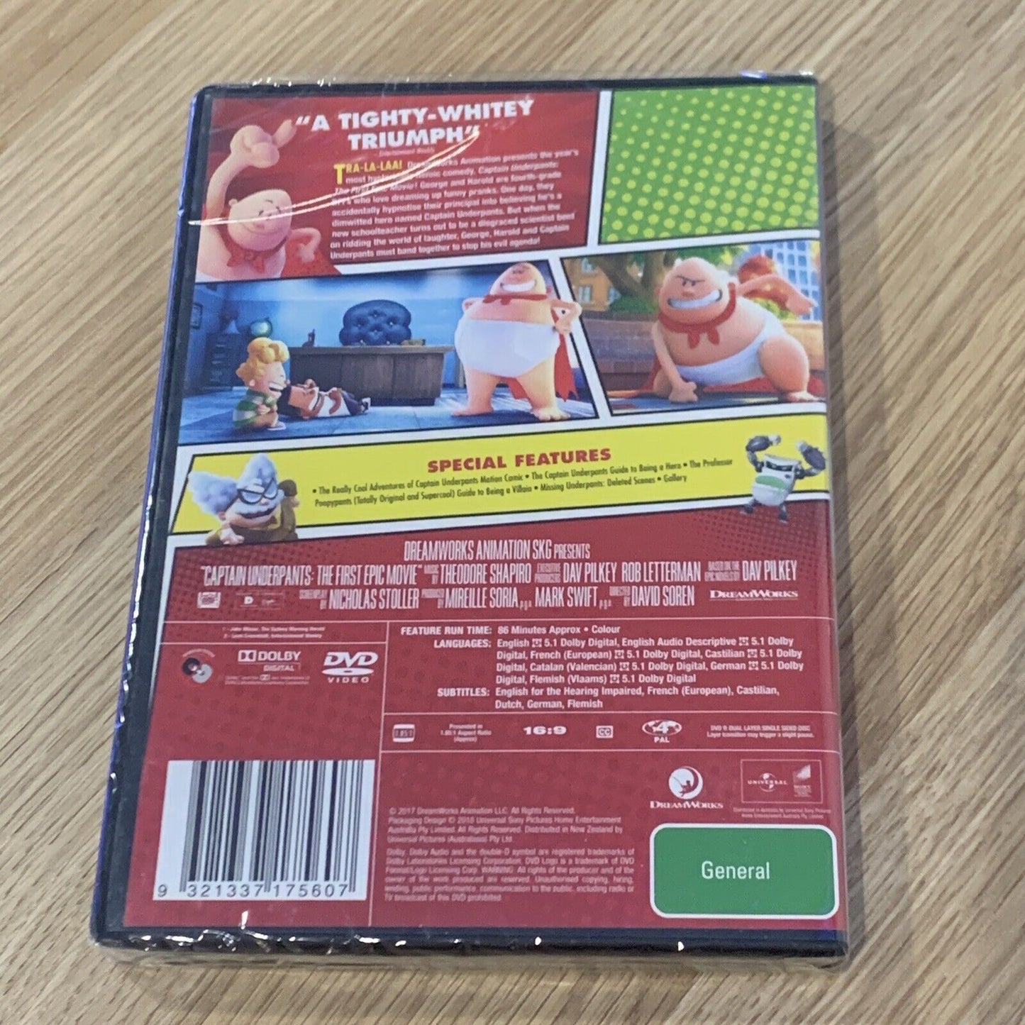 DVD CAPTAIN UNDERPANTS the Movie 2017 PAL R4 DreamWorks Kid Animated Sealed NEW