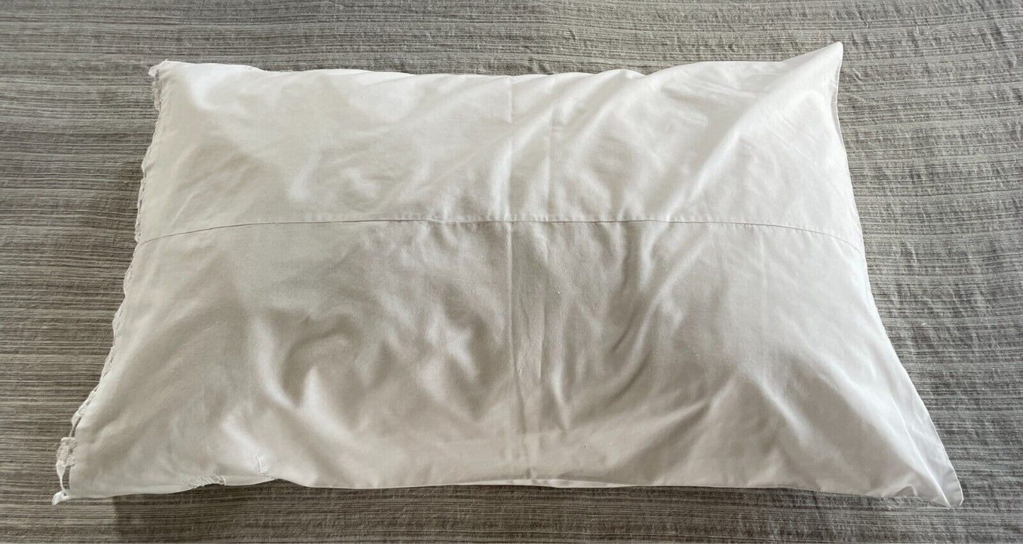 1x Vintage White Pillowcase Hand Crochet Detailing 48 x 73.5cm