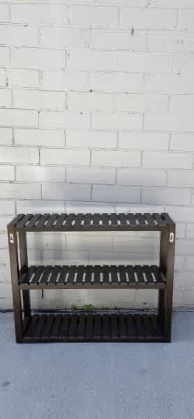 2 Bookshelves Dark Brown Wood Timber Slat 3 Book Shelves H 54.5 L 66.5 W 18cm ea