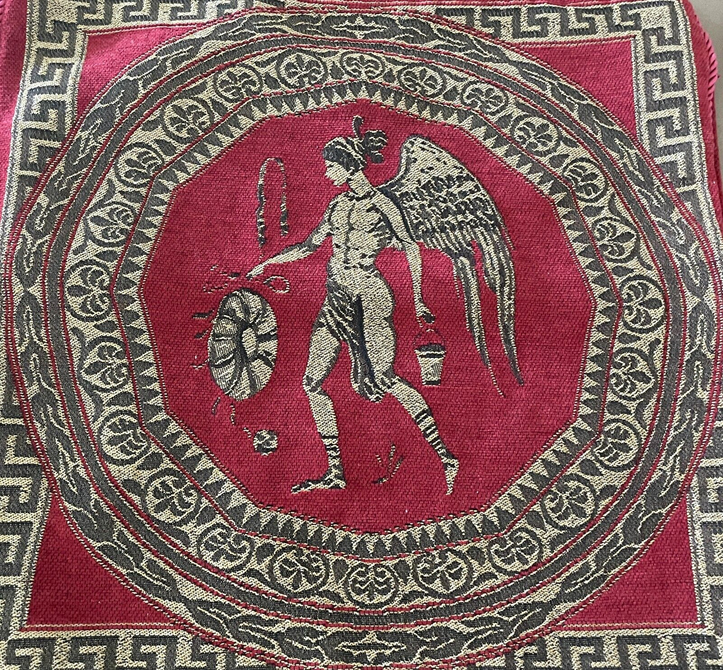 2 x CUSHION COVERS Red Gold Hellenic Ancient Greece Grecian 44 x 42cm Luxe Feel