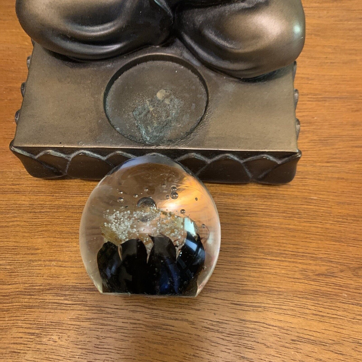 23cm Buddha Tealight Candle Holder Bronze Look Resin PARTYLITE Home Décor Icon