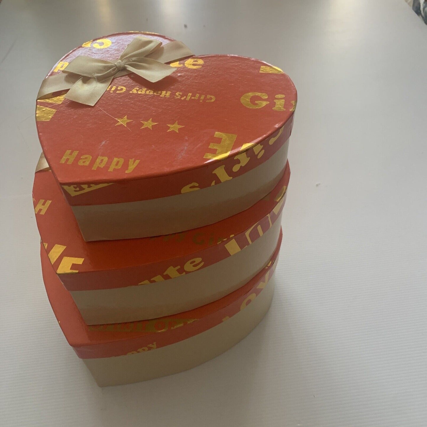 3x GIFT BOX SET Black Apple Love Heart Nesting Orange Gold EMPTY Stacking NEW