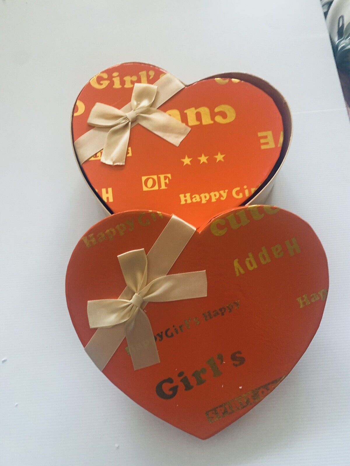 3x GIFT BOX SET Black Apple Love Heart Nesting Orange Gold EMPTY Stacking NEW