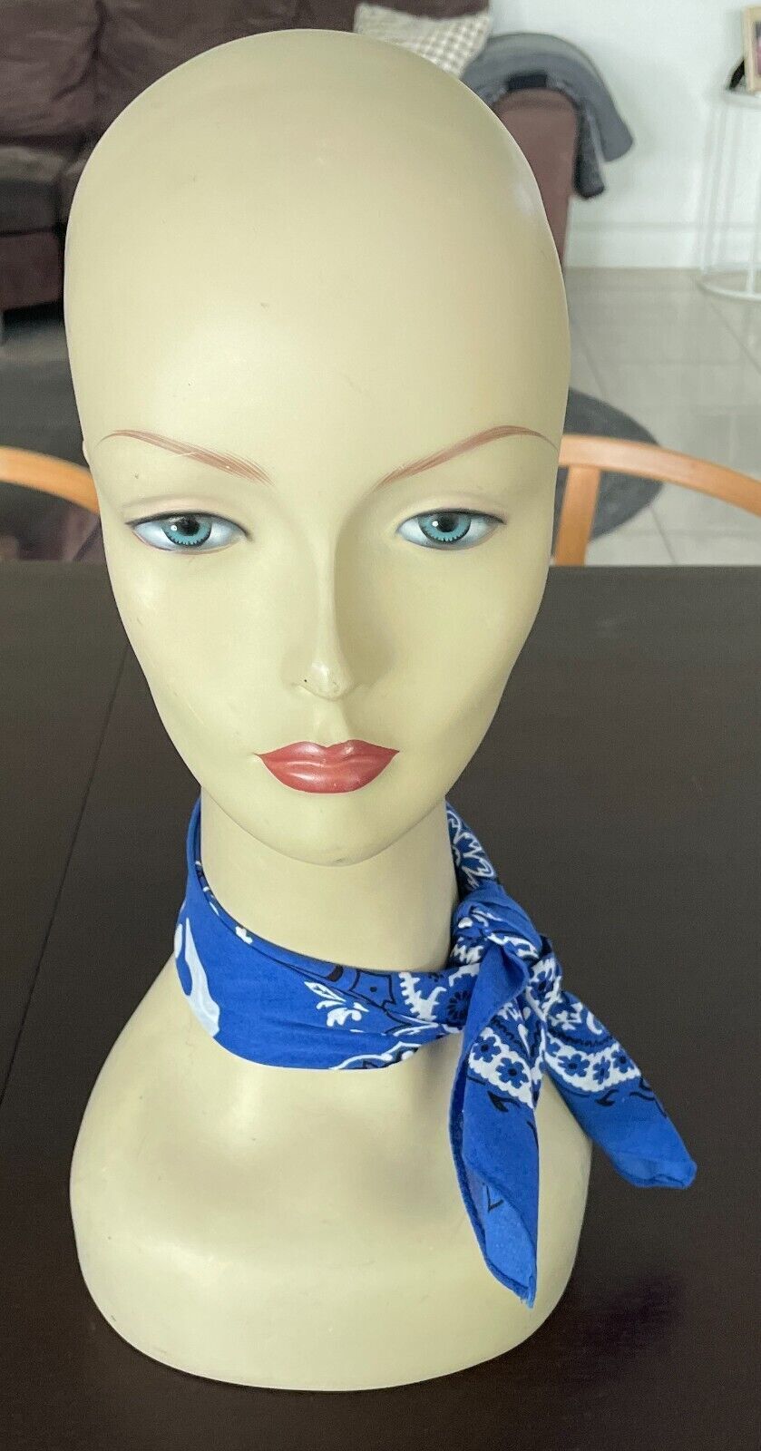 Bandana CANTEEN Blue White Black Print Neck Head Scarf 49cm x 54cm Cotton