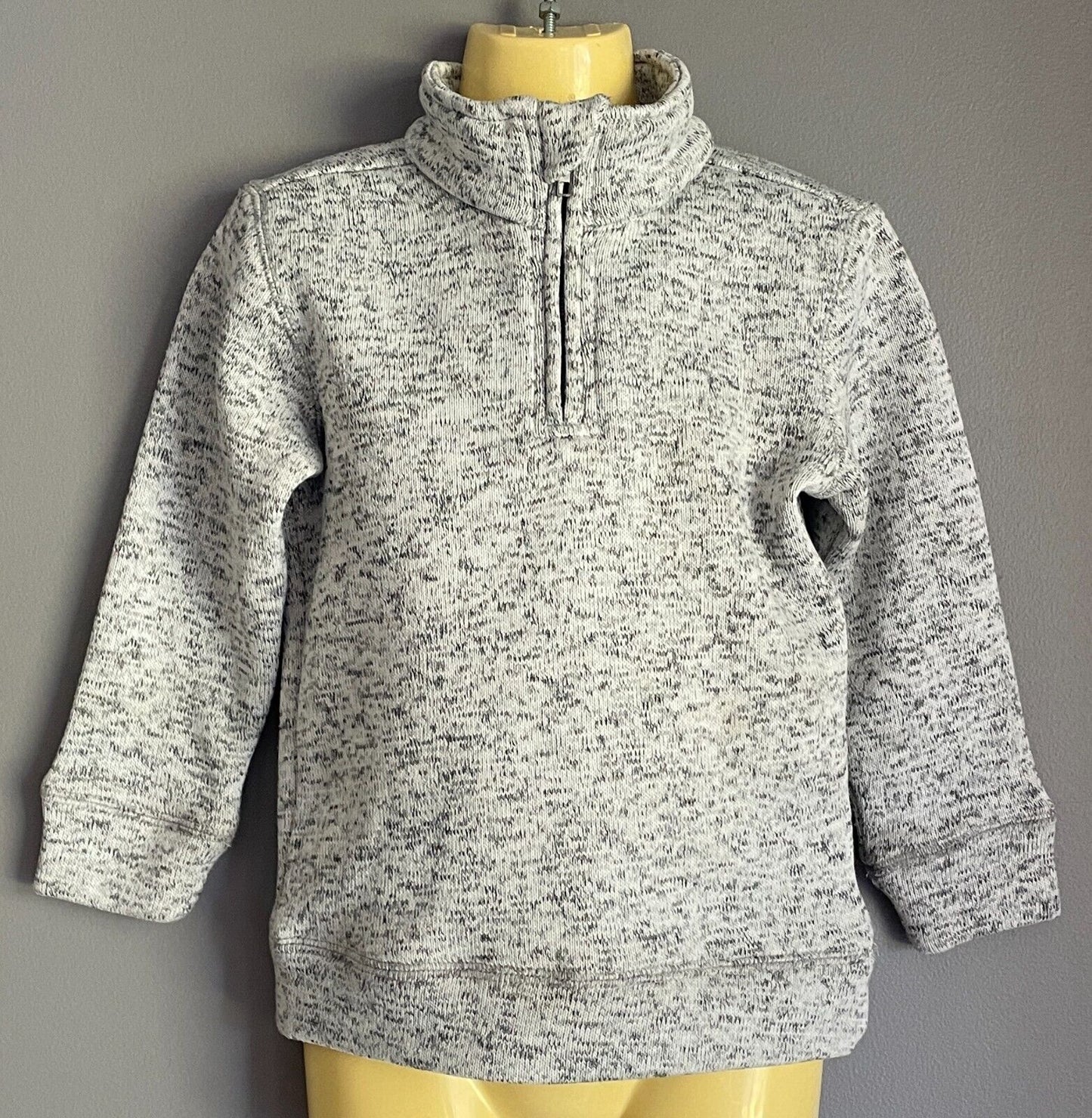 COTTON ON KIDS 1/4 Zip Sweater Long Sleeve Top Grey Marl High Neck Boys Size 3