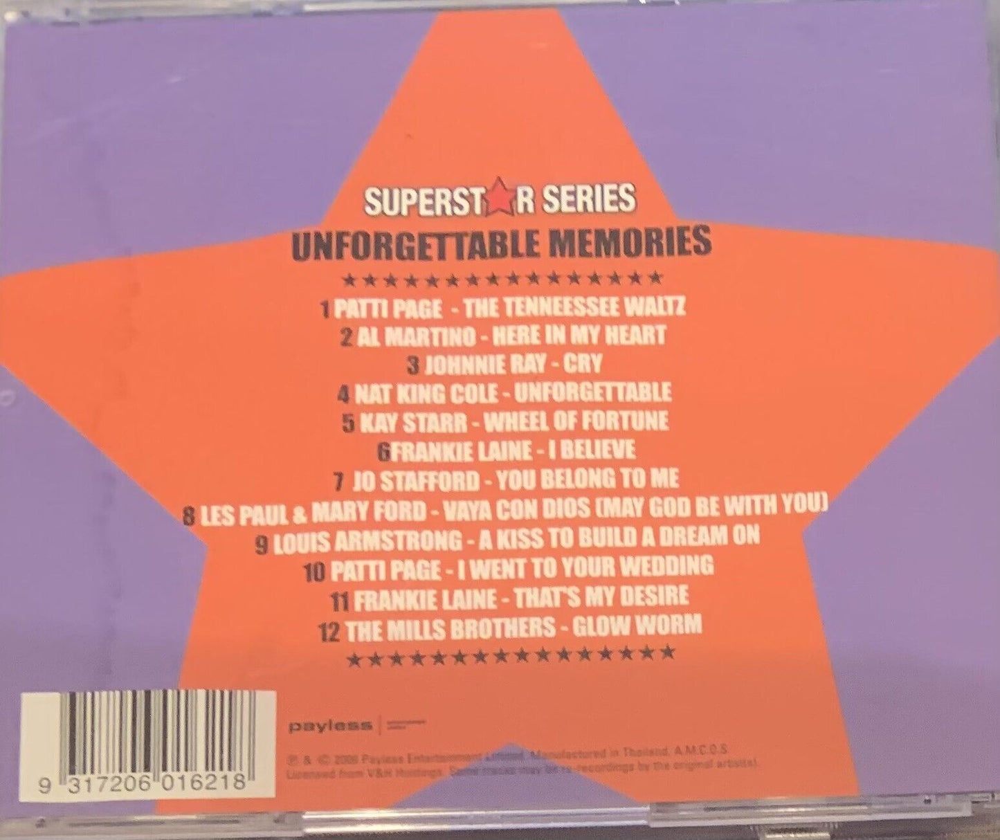 CD UNFORGETTABLE 50'S MEMORIES Superstar Series Music Album Compilation 1950’s