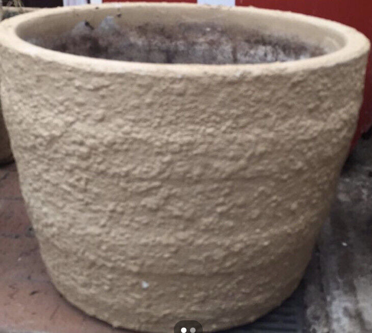 CONCRETE PLANT POT Heavy H 31xX41cm Half Barrel Shape Garden Urn Rustic Vintage