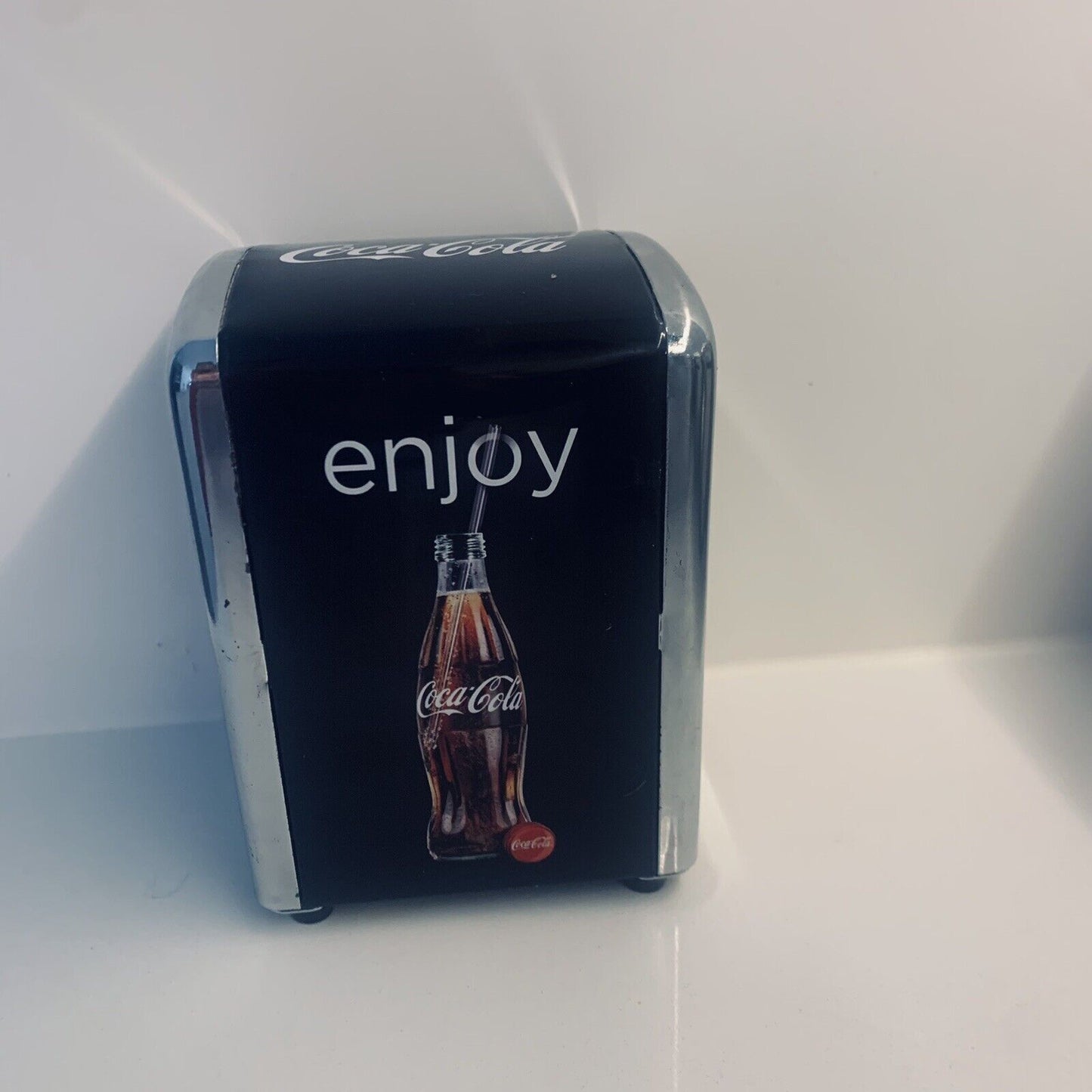 COCA COLA Napkin Dispenser Logo On Black Paper Serviette Holder COKE NOS