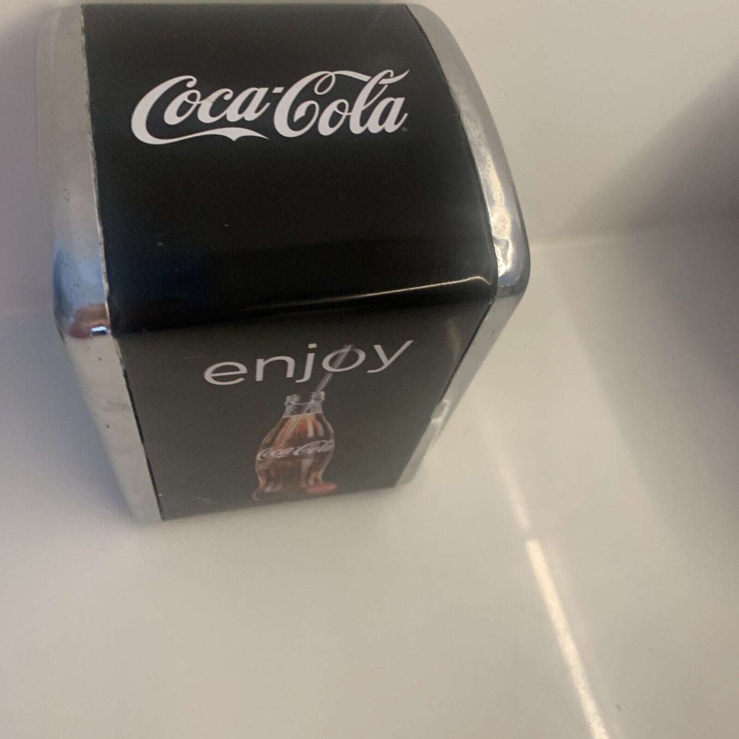 COCA COLA Napkin Dispenser Logo On Black Paper Serviette Holder COKE NOS