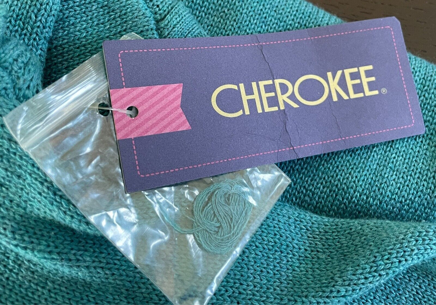 CHEROKEE Teal Knit Sweater Dress Bow Trim Cap Sleeves Teen Girl Size XL/14 - 16