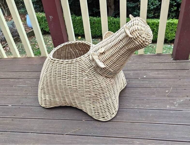 FREEDOM Wicker Basket Planter TOY BOX Hippopotamus NEW
