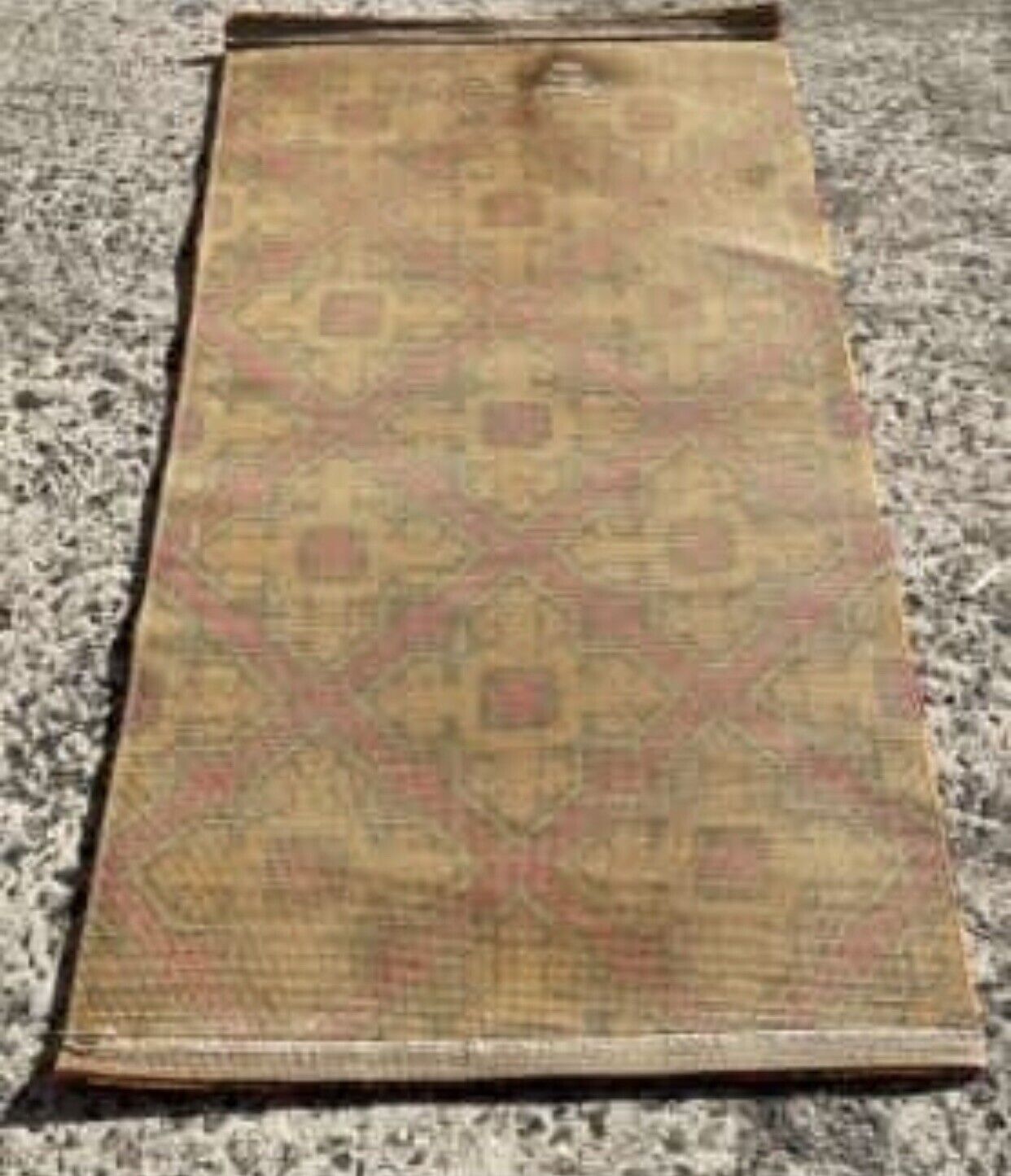 FLOOR RUG 1970s 140cm Orange Red Geometric Pattern Hall Runner Carpet AE246