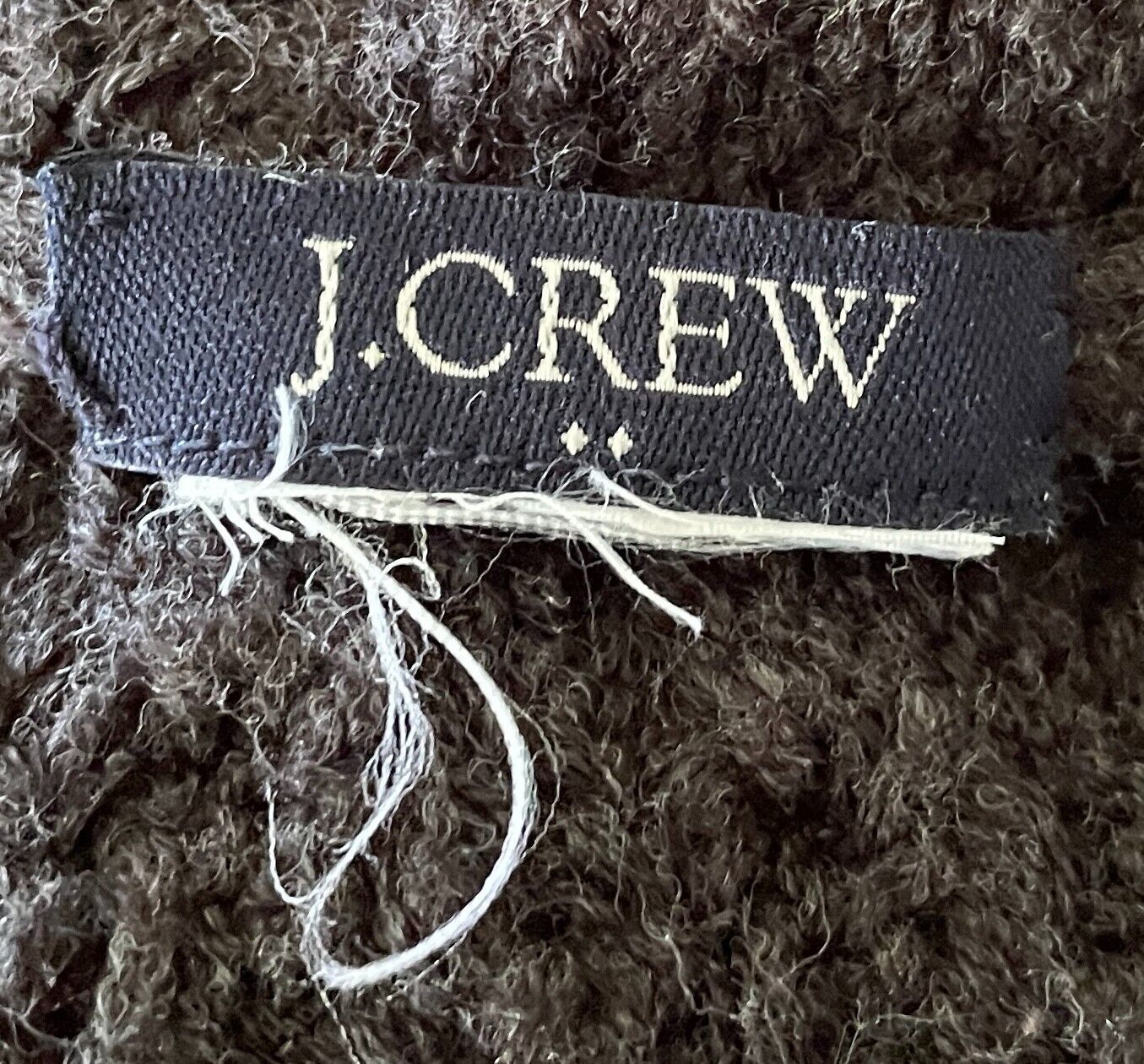 J CREW Knit Beanie Charcoal Grey Thatched w Black Pom Pom Trim One Size