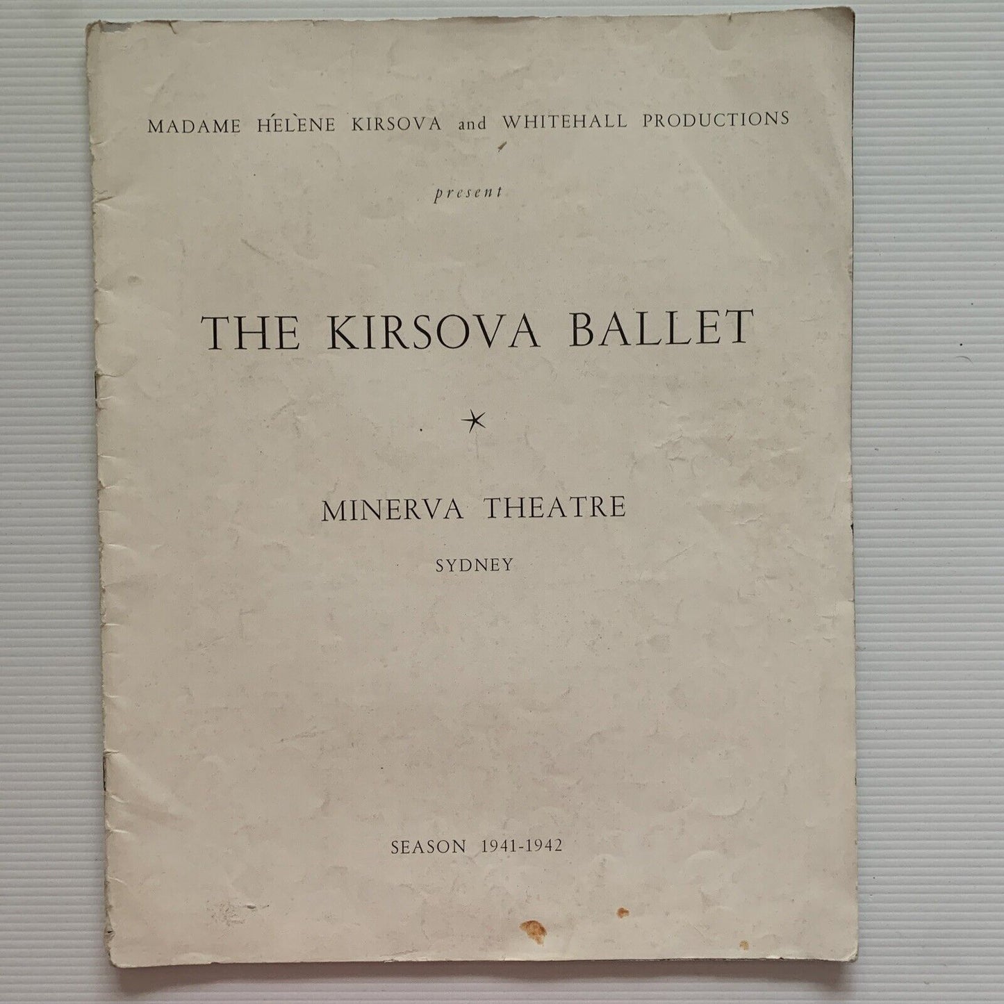 Original 1941 - 42 THE KIRSOVA BALLET Minerva Theatre PROGRAMME Whitehall Prodns