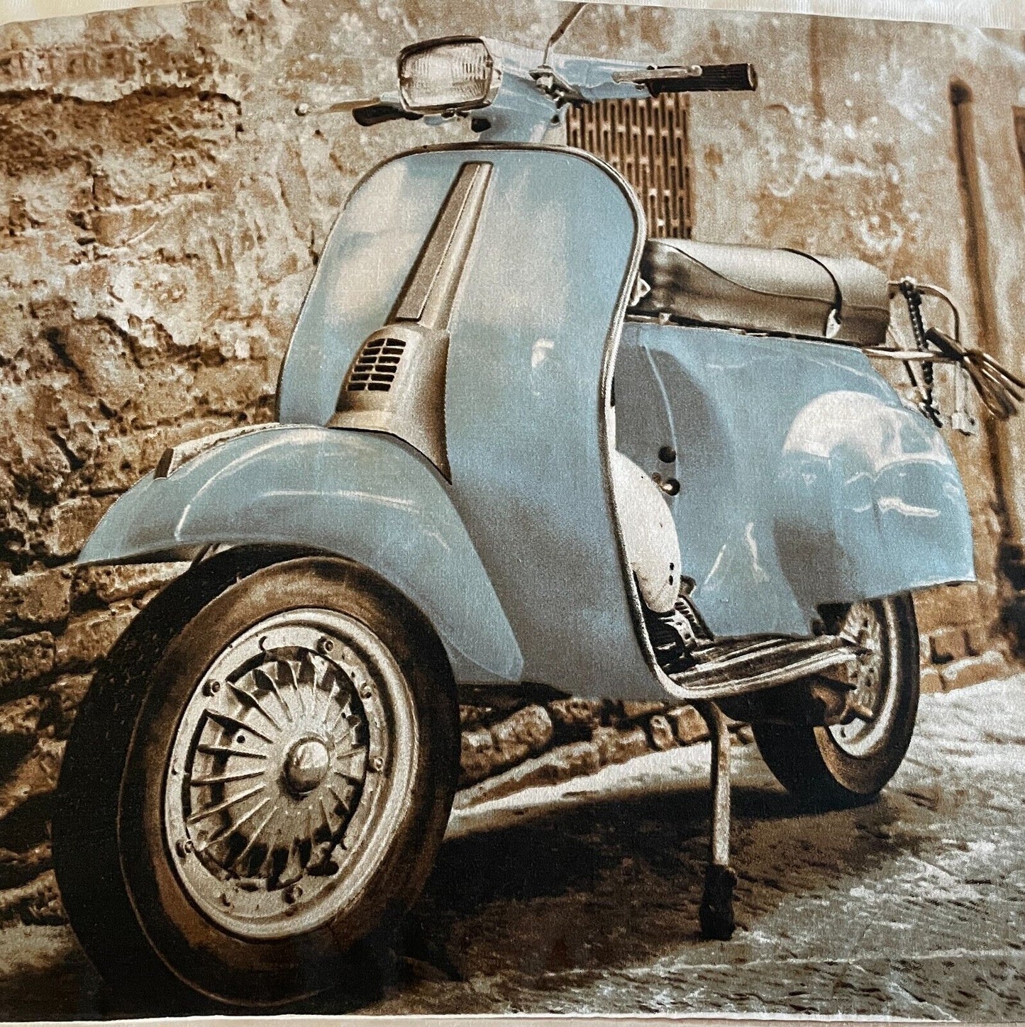 PAIR Blue VESPA Scooter Print Standard Pillowcases