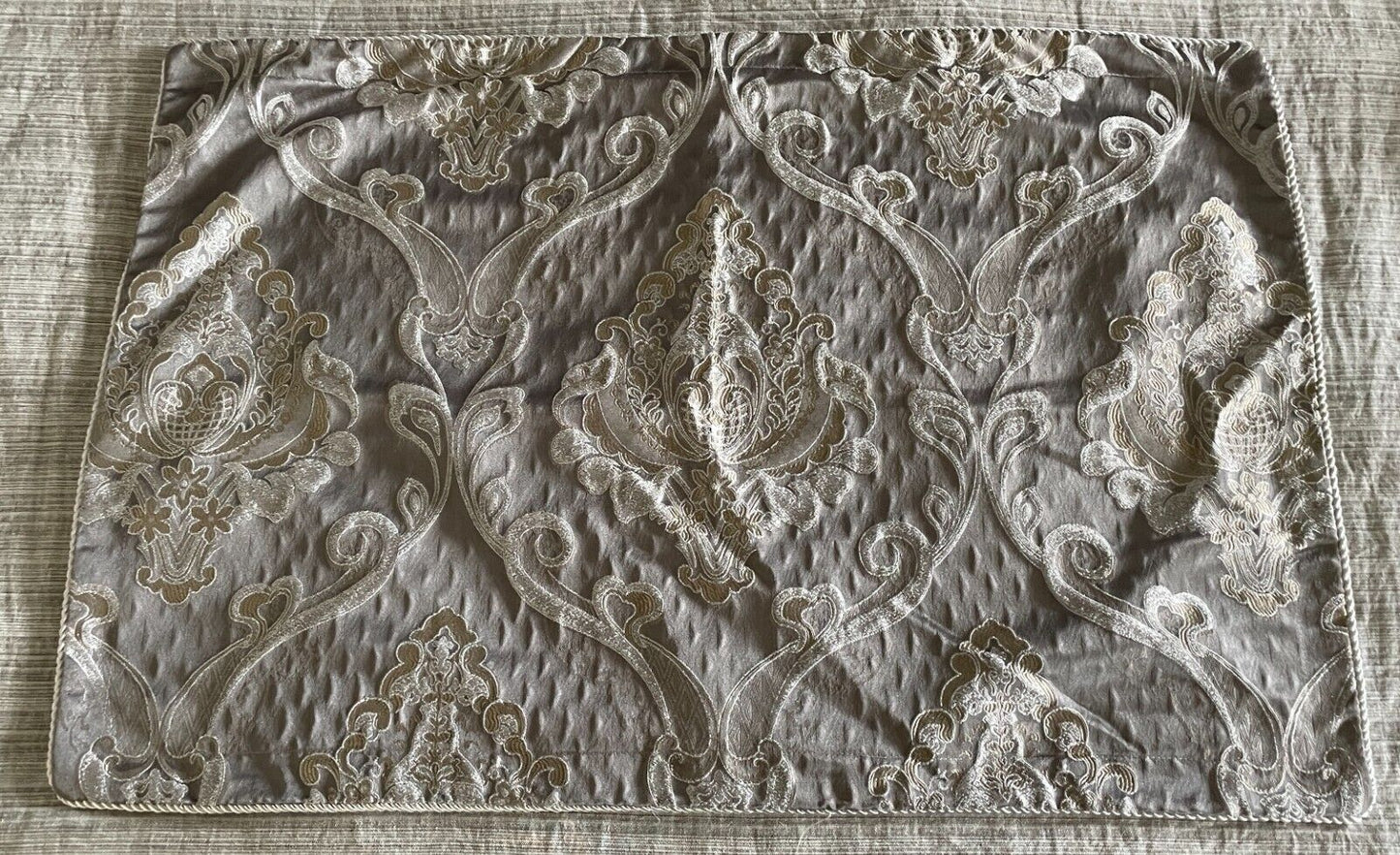 Pillowcases x 2 DAVINCI by PRIVATE COLLECTION Taupe Gold Silver Baroque Cushion