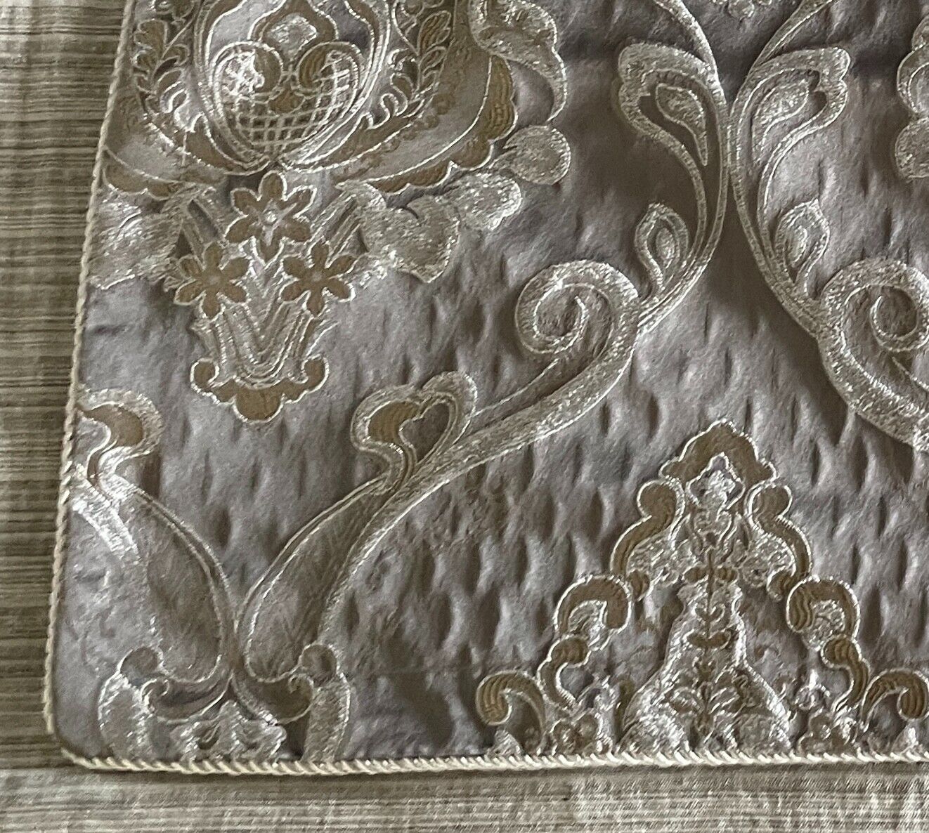 Pillowcases x 2 DAVINCI by PRIVATE COLLECTION Taupe Gold Silver Baroque Cushion