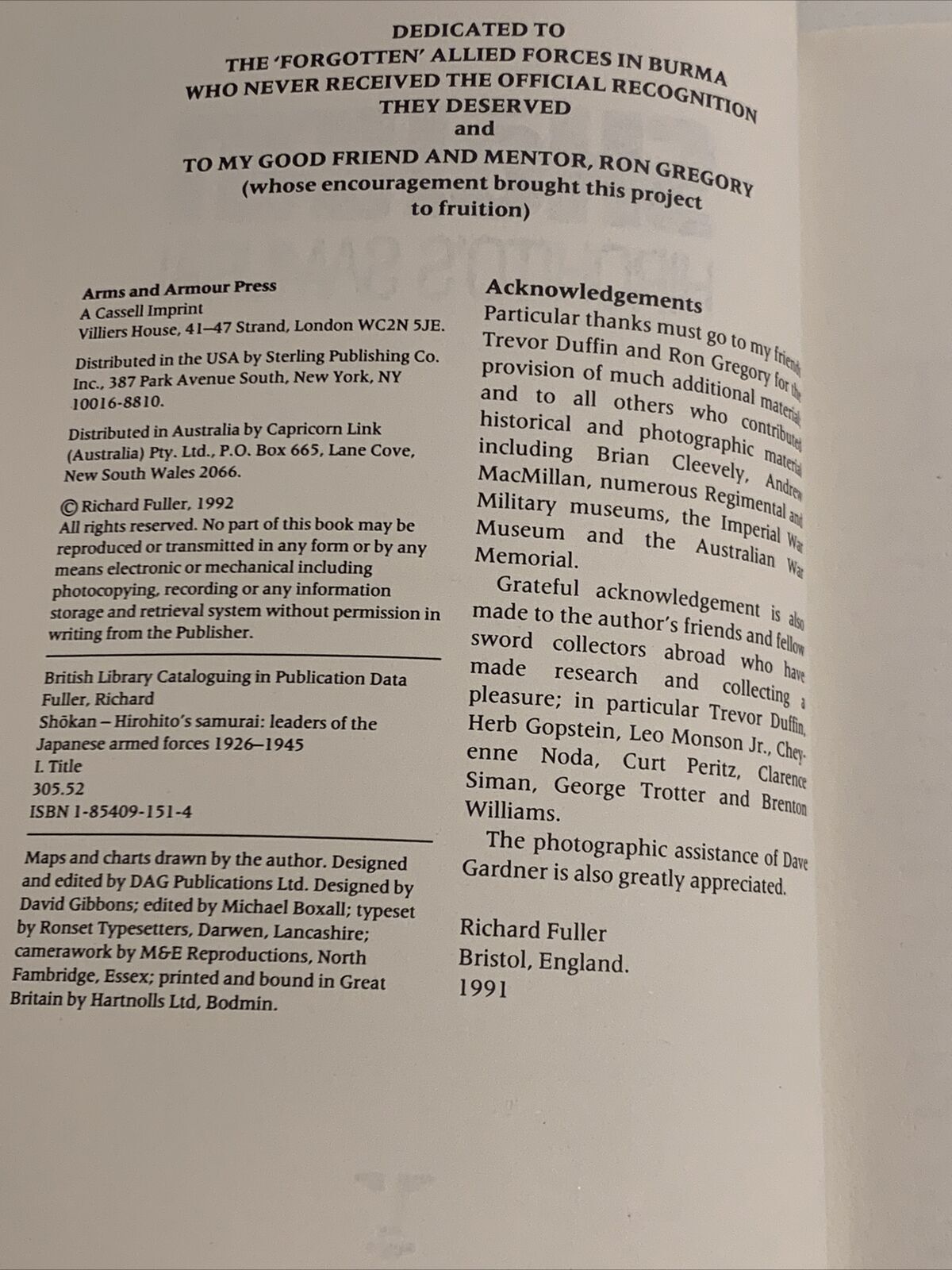 Shokan Hirohito's Samurai Leaders Of The Japanese Armed Forces Fuller 1992 Book