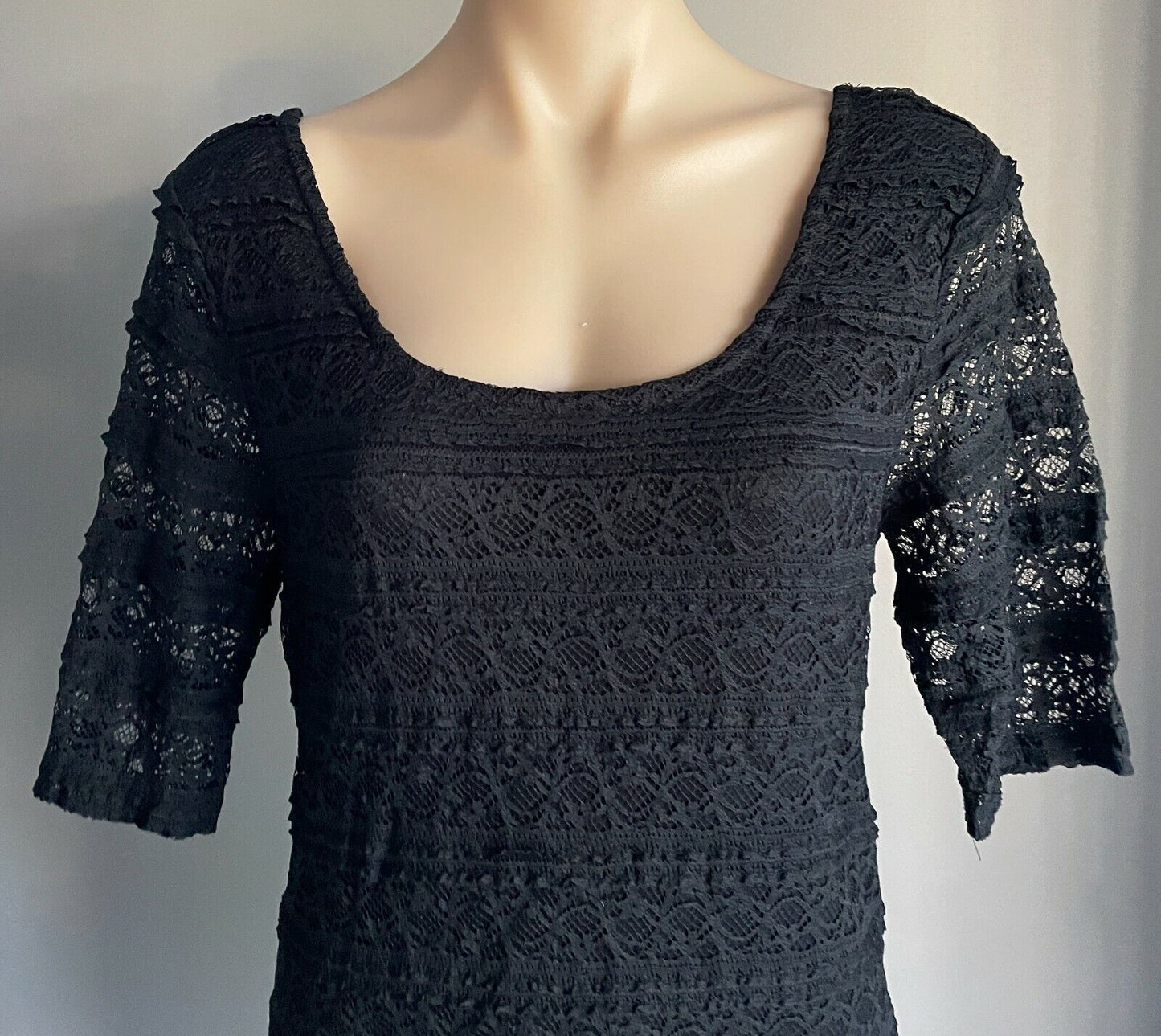 Teen Girl GIRL XPRESS Lace Dress Black Stretch 3/4 Sleeve Sz 18 Ladies 12 NEW
