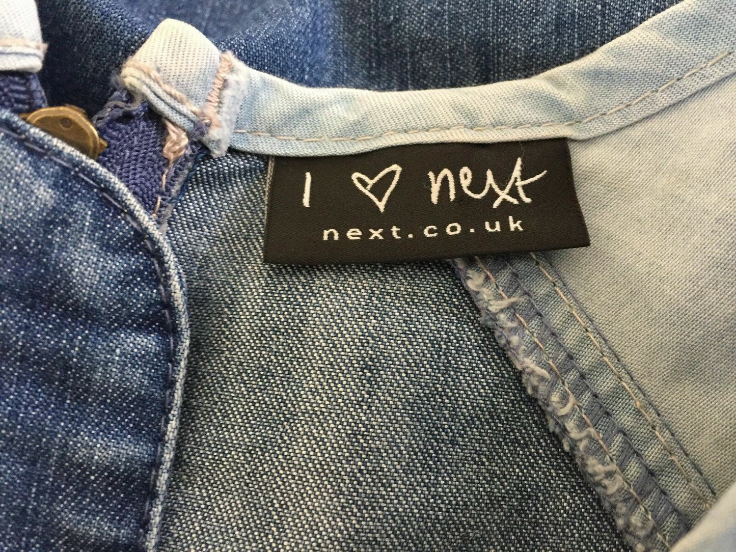 Tween Girl I Love NEXT UK Shift Dress 2 Tone Denim Cap Sleeve Size 14 Yrs