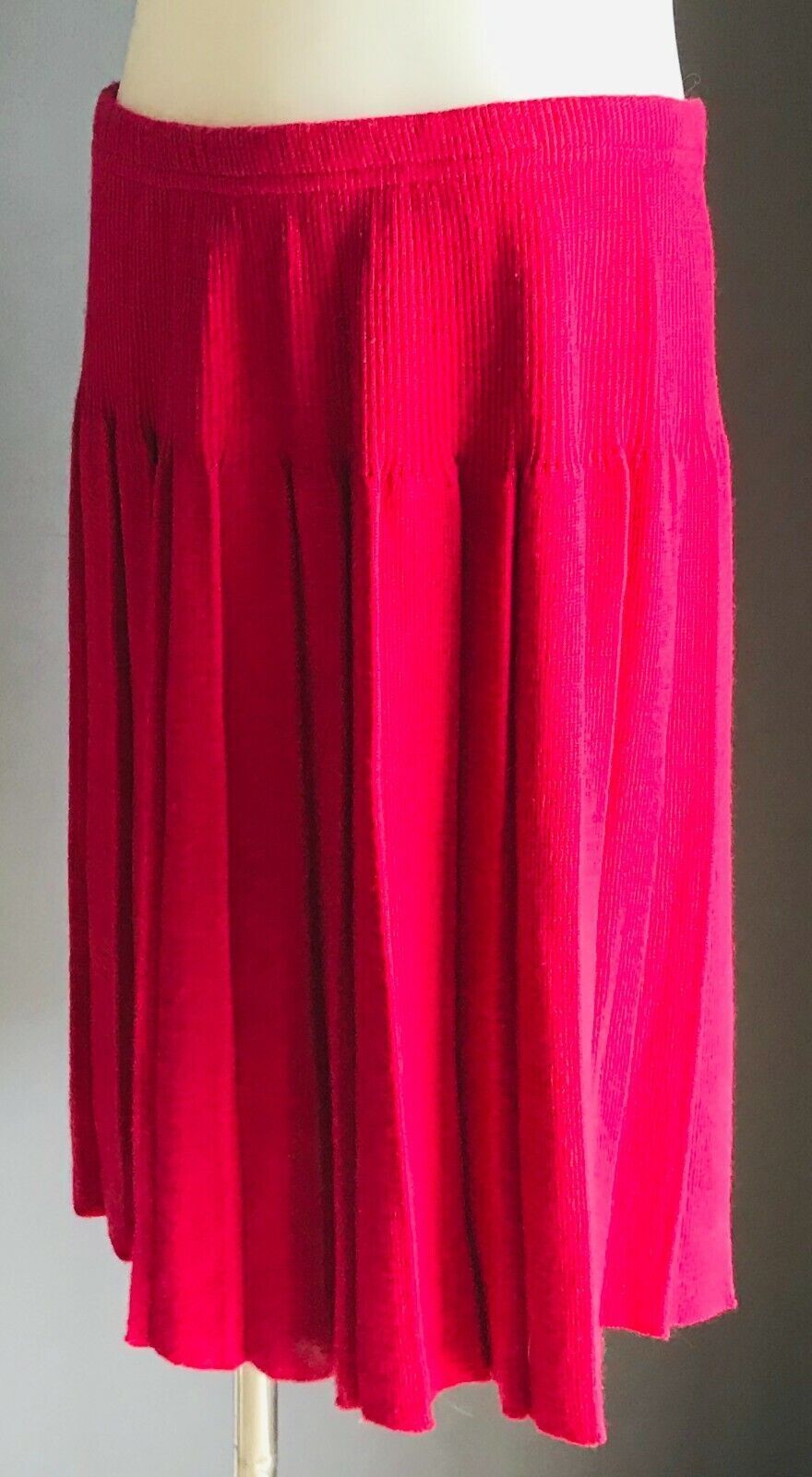 Vintage MARQUISE Kbit Skirt Pink Wool Pleat Elastic Waist Teen Size 12 Australia