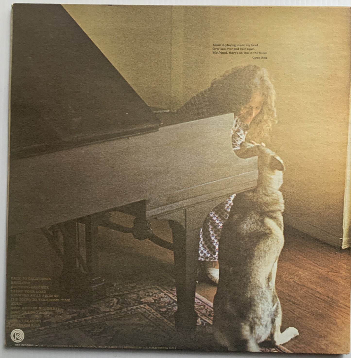 Vinyl LP CAROLE KING Music Rare Australian 1971 Gatefold ODE SO 77013 USA Record