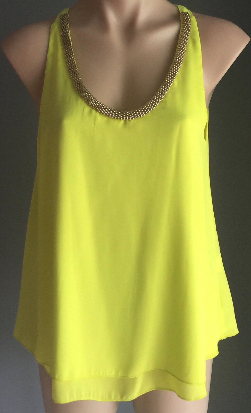 BLOSSOM Tank Top Lime Green Sleeveless Camisole Ladies Size 12 Smart Casual