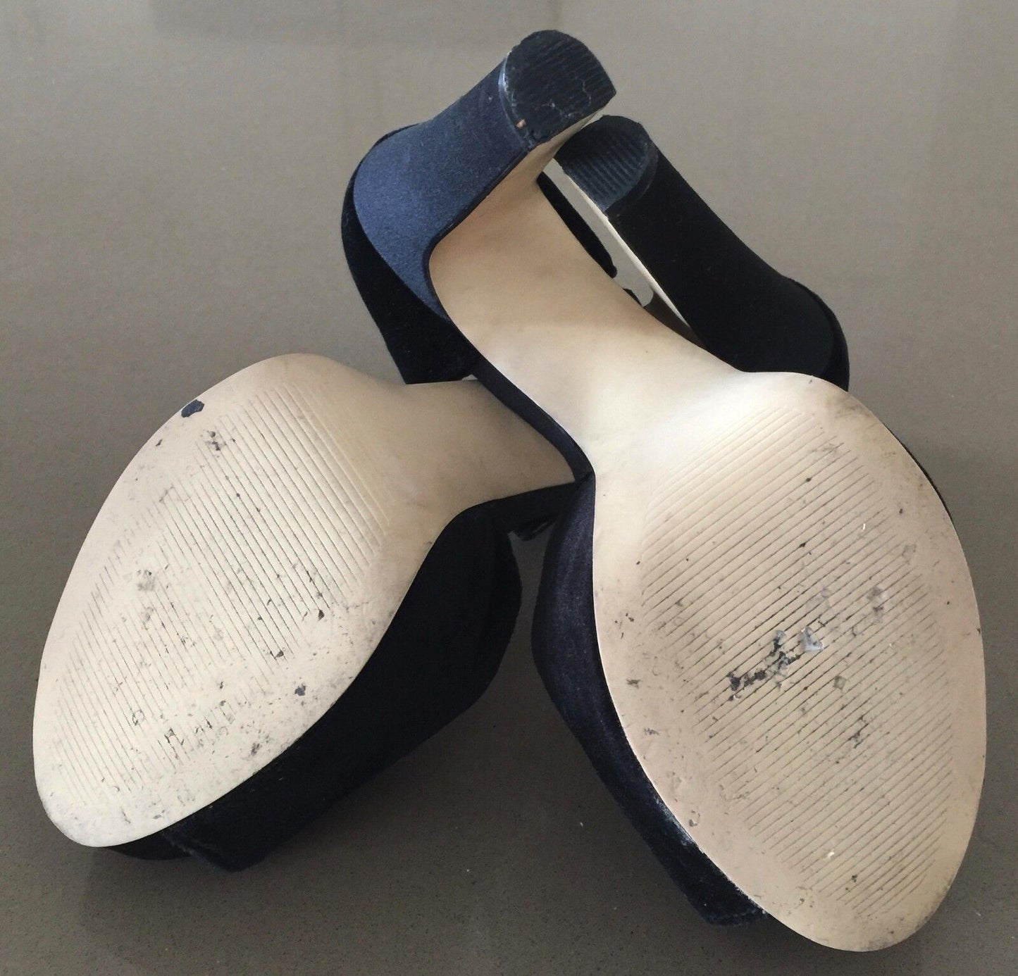 ZOE WITTNER "Hannita" High Heels Black Velvet Platform Ankle Strap 38 Stiletto