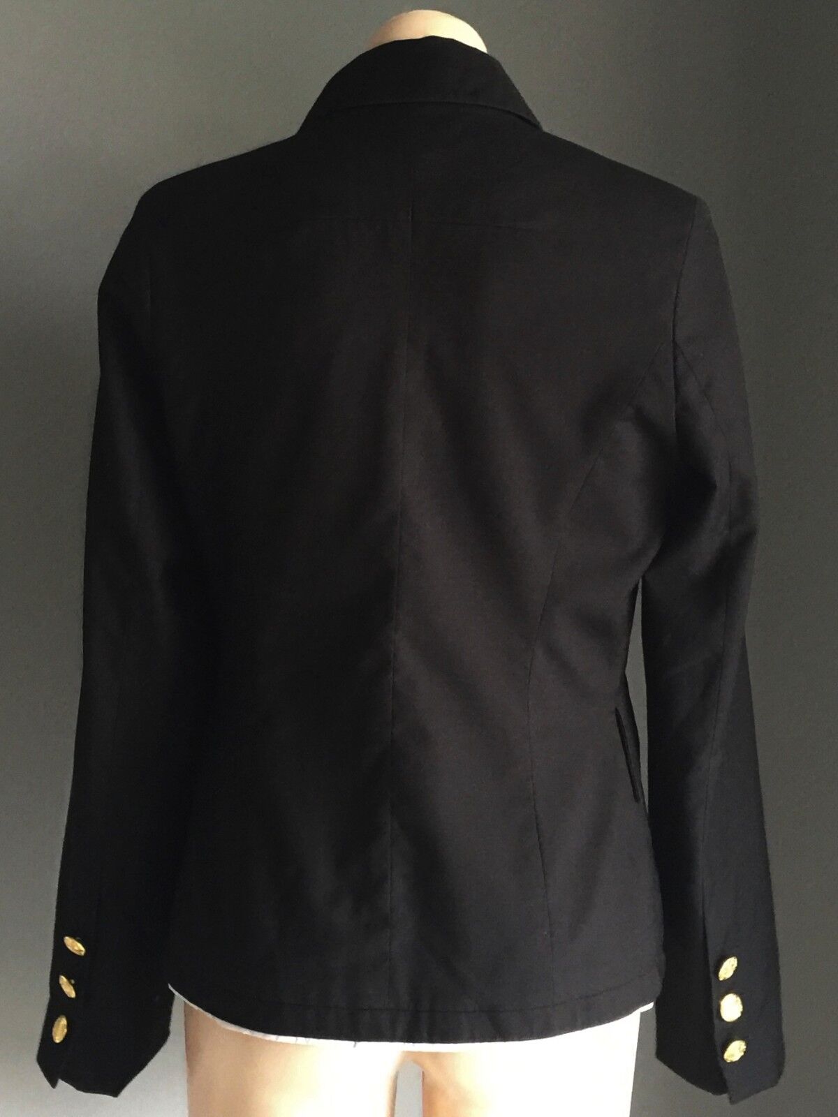 Fitted Military Style AQUA Jacket Black Ladies Size M 10 Vintage