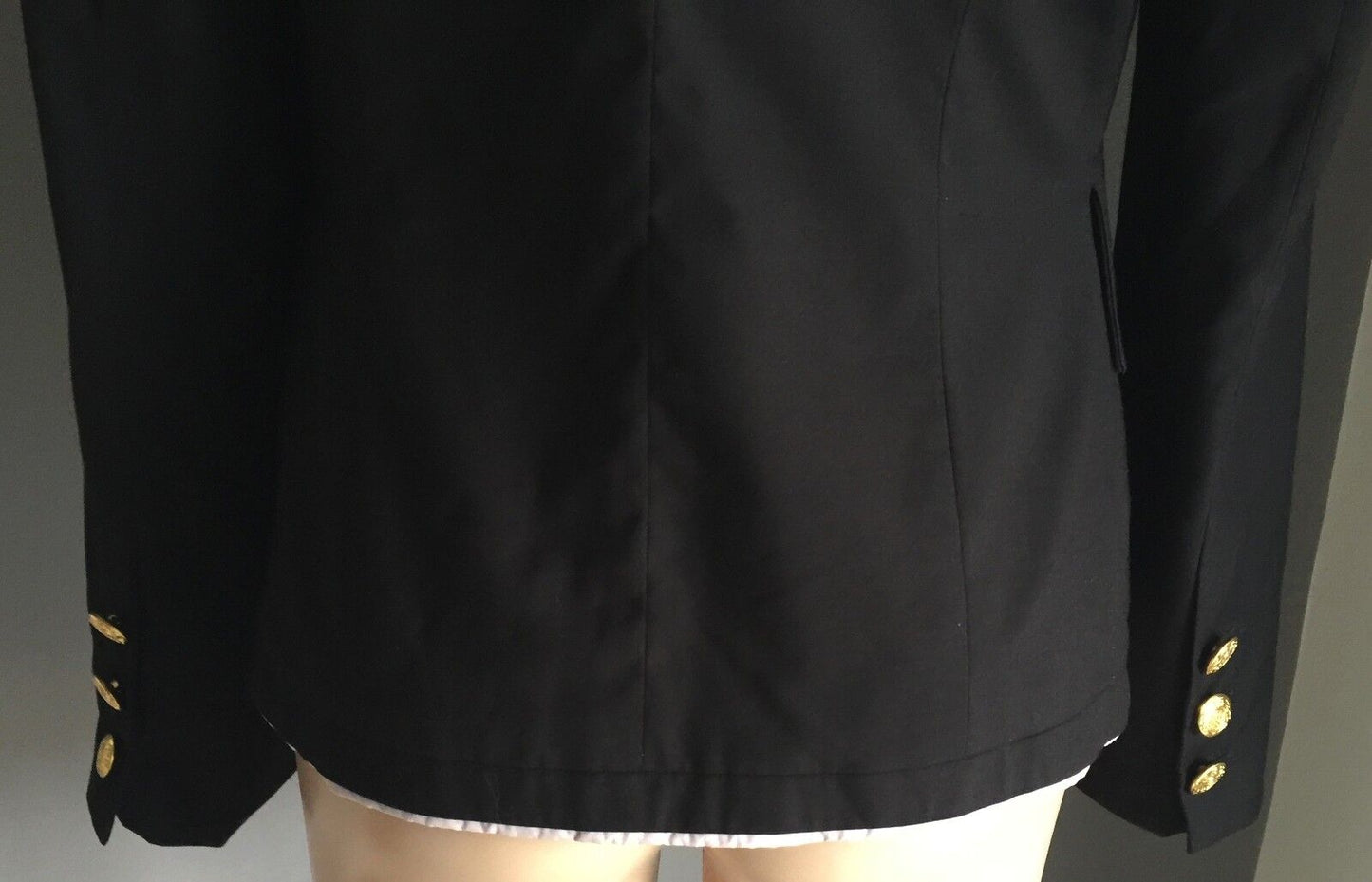 Fitted Military Style AQUA Jacket Black Ladies Size M 10 Vintage