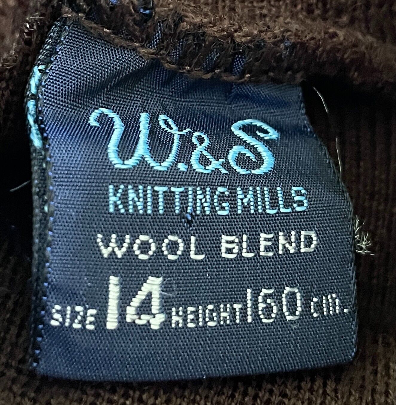 Vintage Jumper W & S KNITTING MILLS Brown Turtle Roll Neck Size 14 Wool Blend