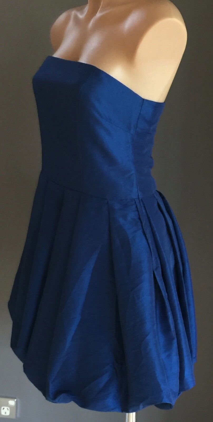 YALY COUTURE Strapless Dress Satin Look Bubble Electric Blue Size 10 NEW