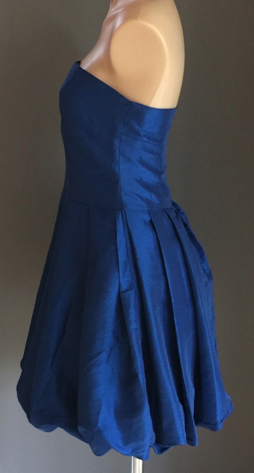 YALY COUTURE Strapless Dress Satin Look Bubble Electric Blue Size 10 NEW