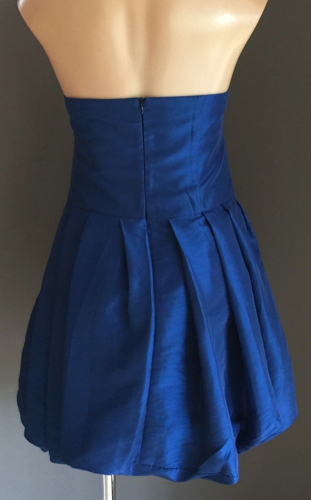 YALY COUTURE Strapless Dress Satin Look Bubble Electric Blue Size 10 NEW