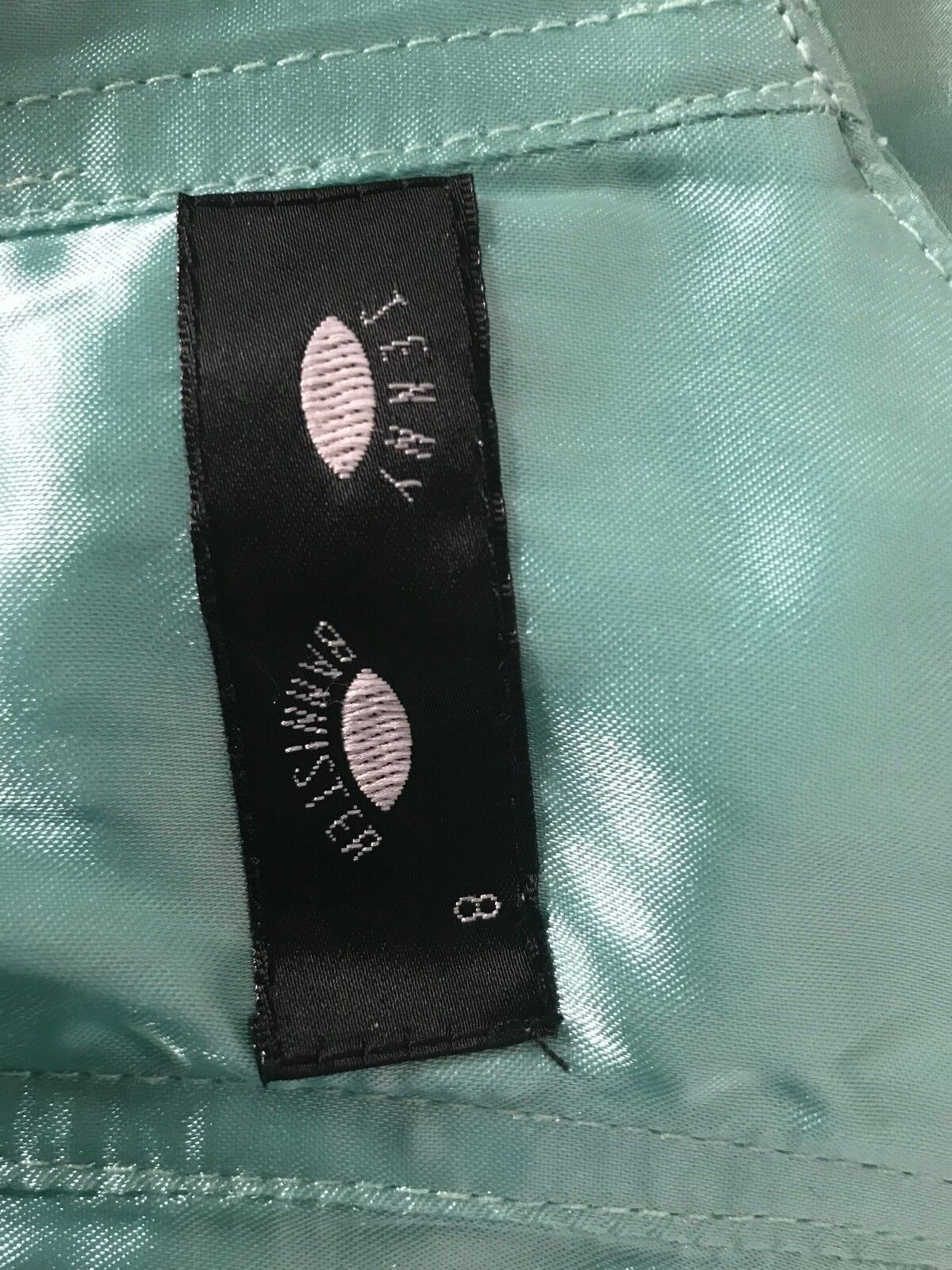 JENNY BANNISTER Strapless Dress Mint Green Ra-Ra w Bustle Ladies Size 8 Vintage