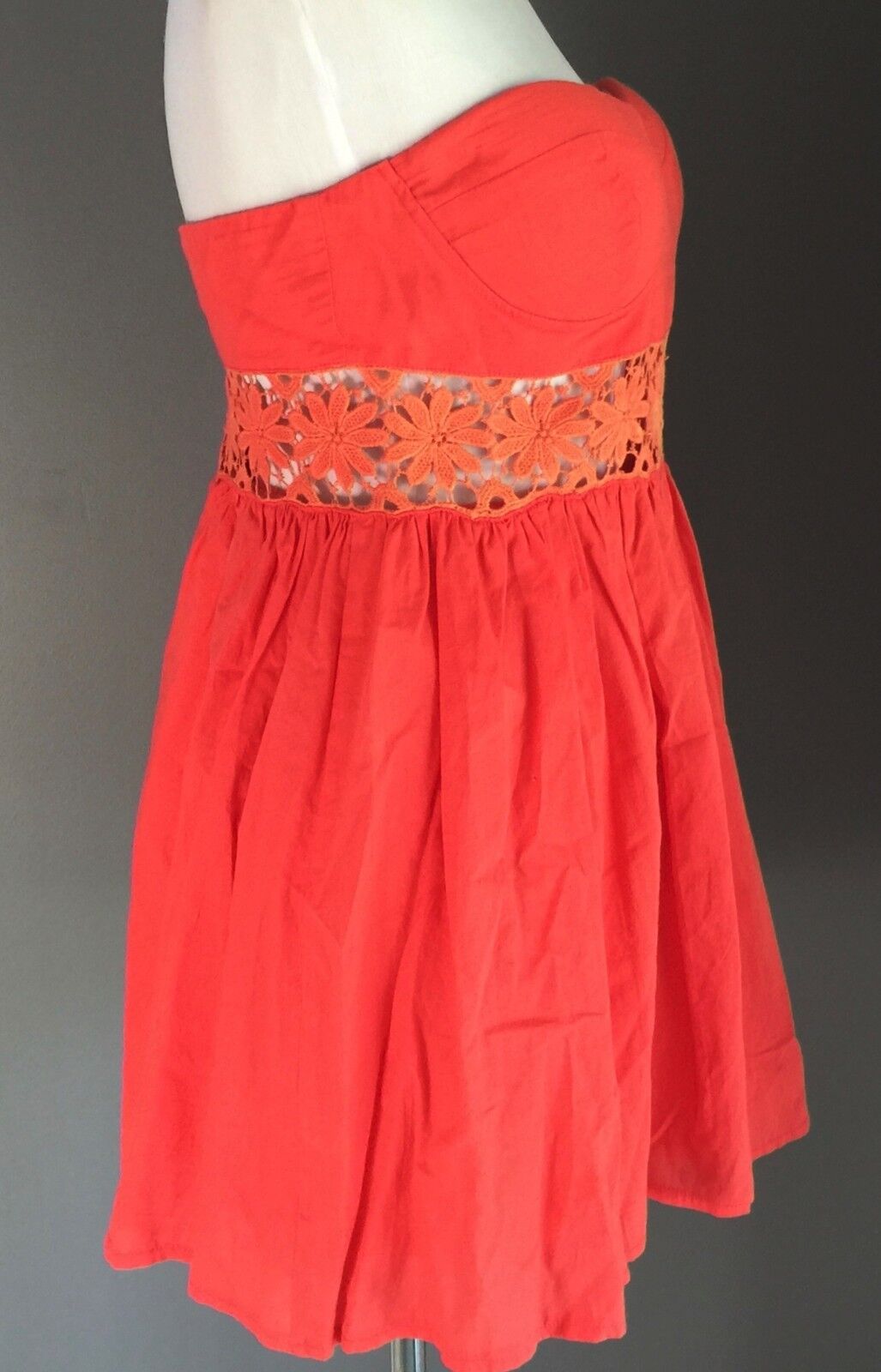 Strapless Dress LOVING THINGS Orange Fit & Flare Size 12 (Model is size 8)
