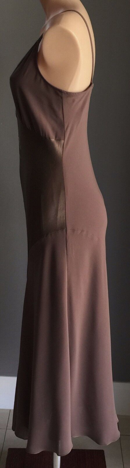 CHELSEA DESIGN Dress Brown Floral Embroidered Sleeveless Frock Ladies Size 12
