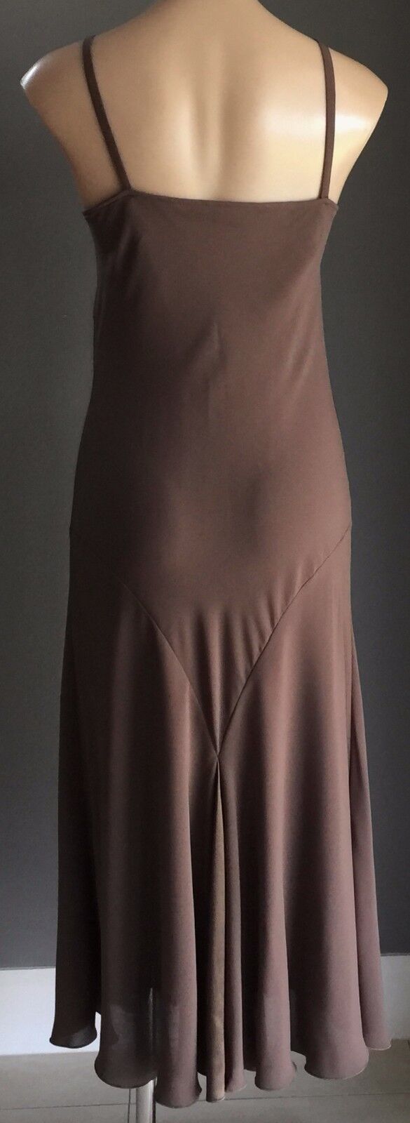 CHELSEA DESIGN Dress Brown Floral Embroidered Sleeveless Frock Ladies Size 12