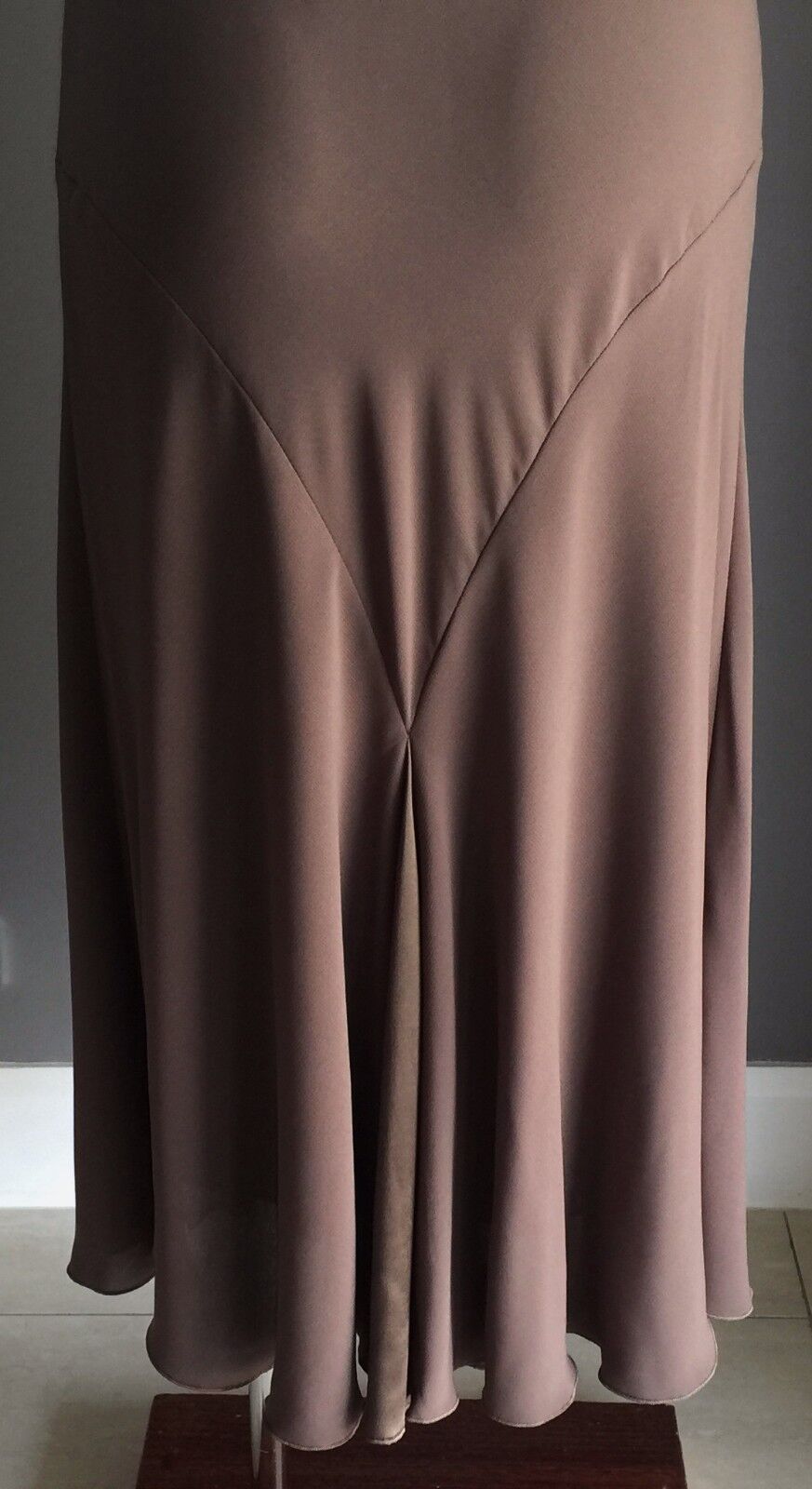 CHELSEA DESIGN Dress Brown Floral Embroidered Sleeveless Frock Ladies Size 12