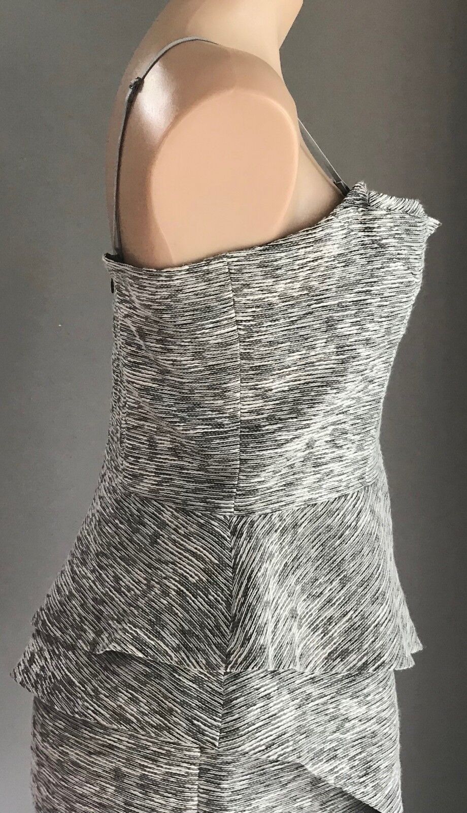 HONEY & BEAU Dress Grey White Textured Sleeveless Origami Frock Ladies Size 12