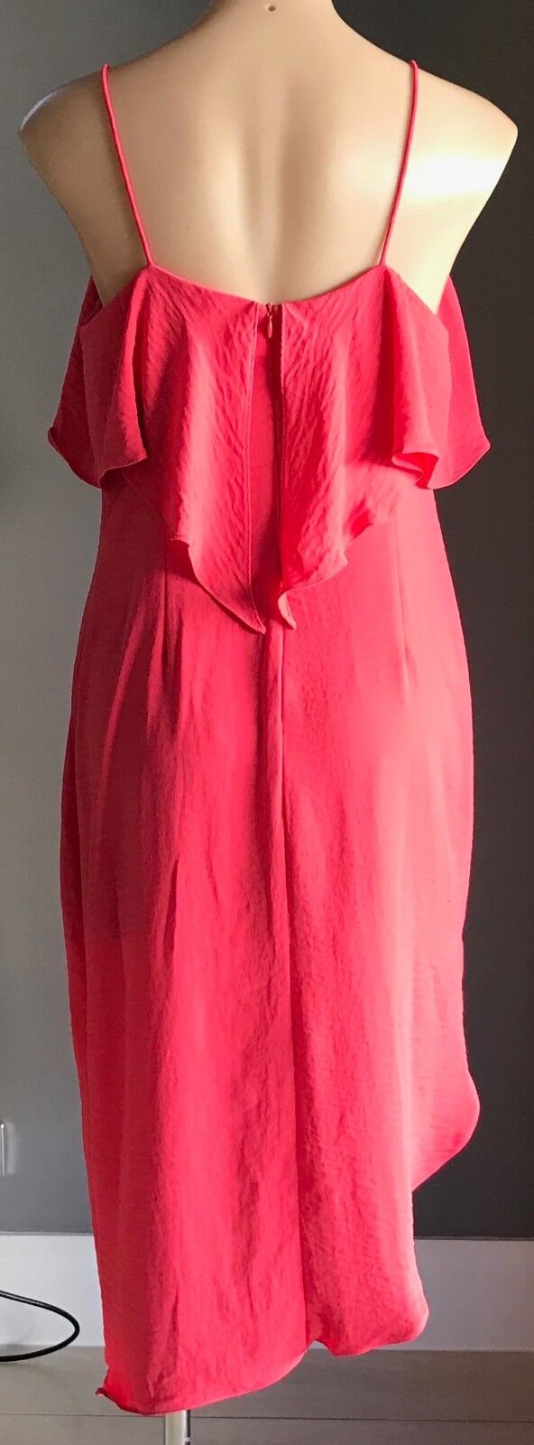 TUSSAH "Brixton" Asymmetric Hem Sleeveless Dress Coral Rose Ladies Size 12 NEW