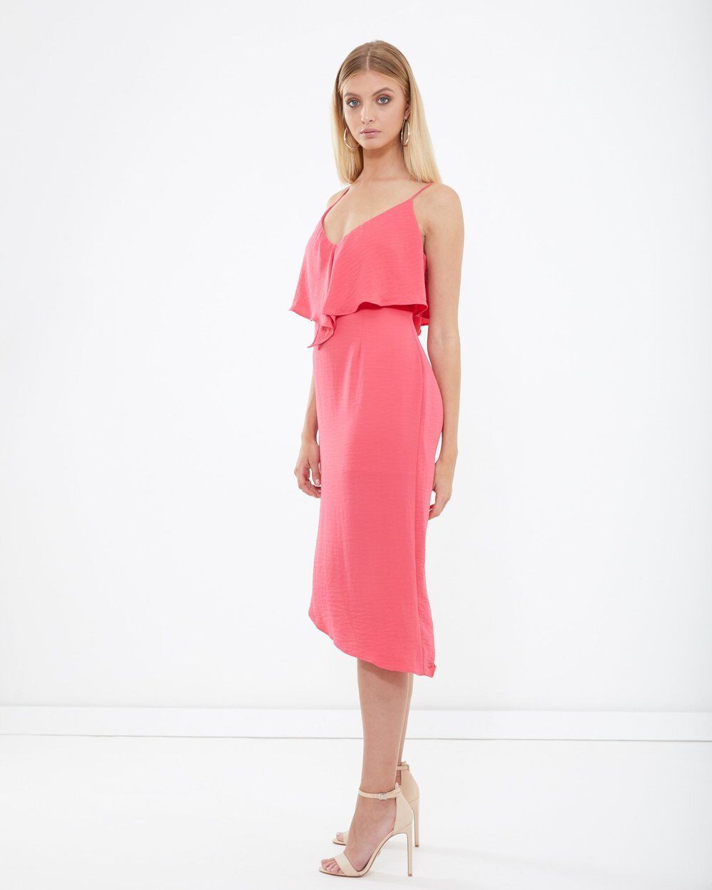 TUSSAH "Brixton" Asymmetric Hem Sleeveless Dress Coral Rose Ladies Size 12 NEW