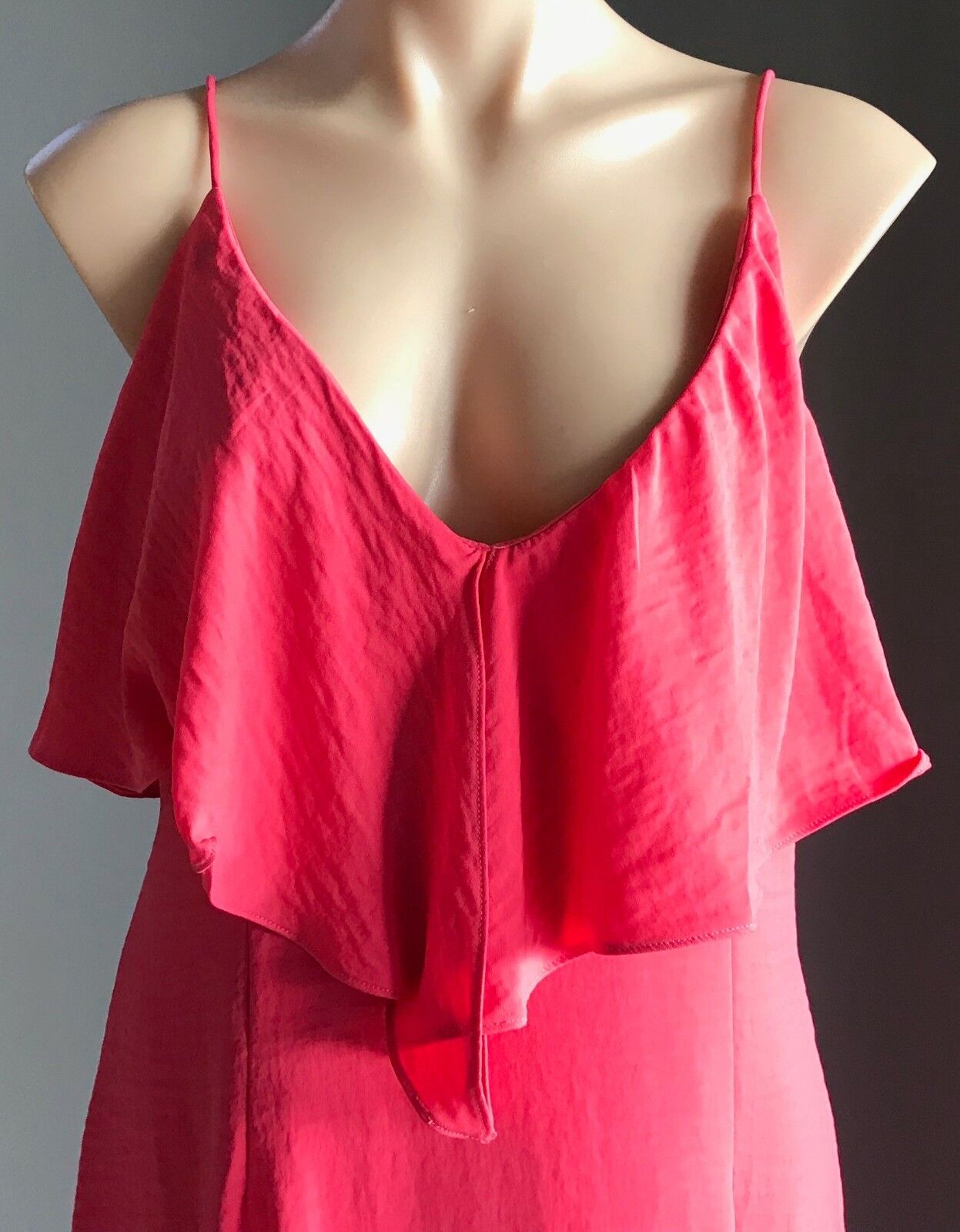 TUSSAH "Brixton" Asymmetric Hem Sleeveless Dress Coral Rose Ladies Size 12 NEW