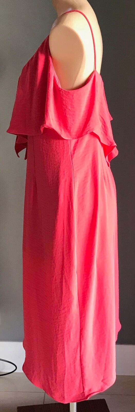 TUSSAH "Brixton" Asymmetric Hem Sleeveless Dress Coral Rose Ladies Size 12 NEW