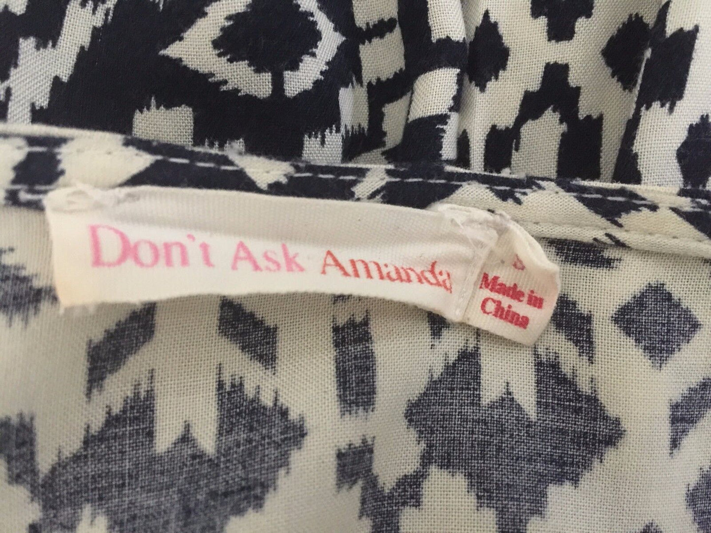 DON"T ASK AMANDA Dress Black & White Short Sleeve A-Line Ladies Size S 8 - 12