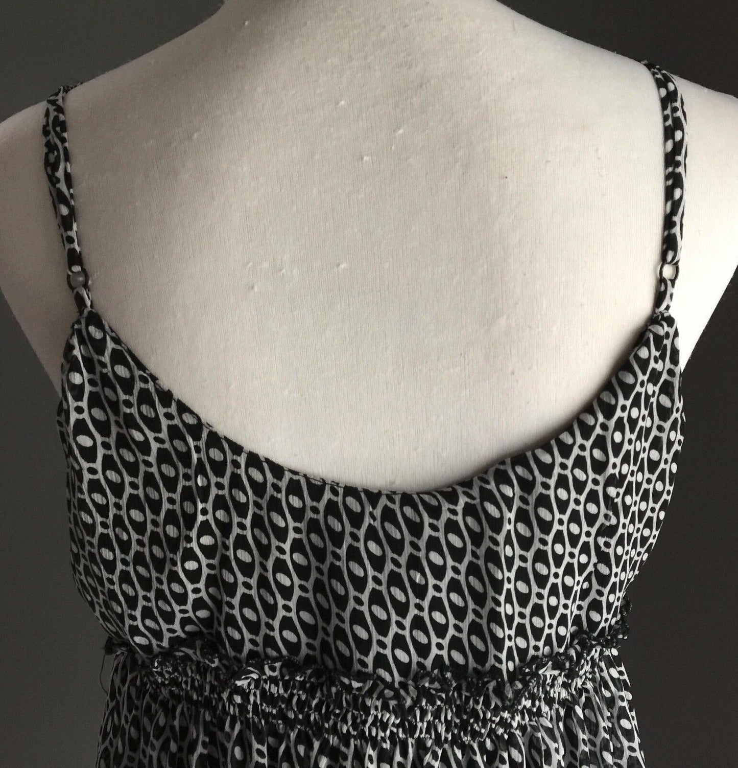 FAHRENHEIT Dress Black & White Asymmetrical Hem Spaghetti Strap Frock Size 10