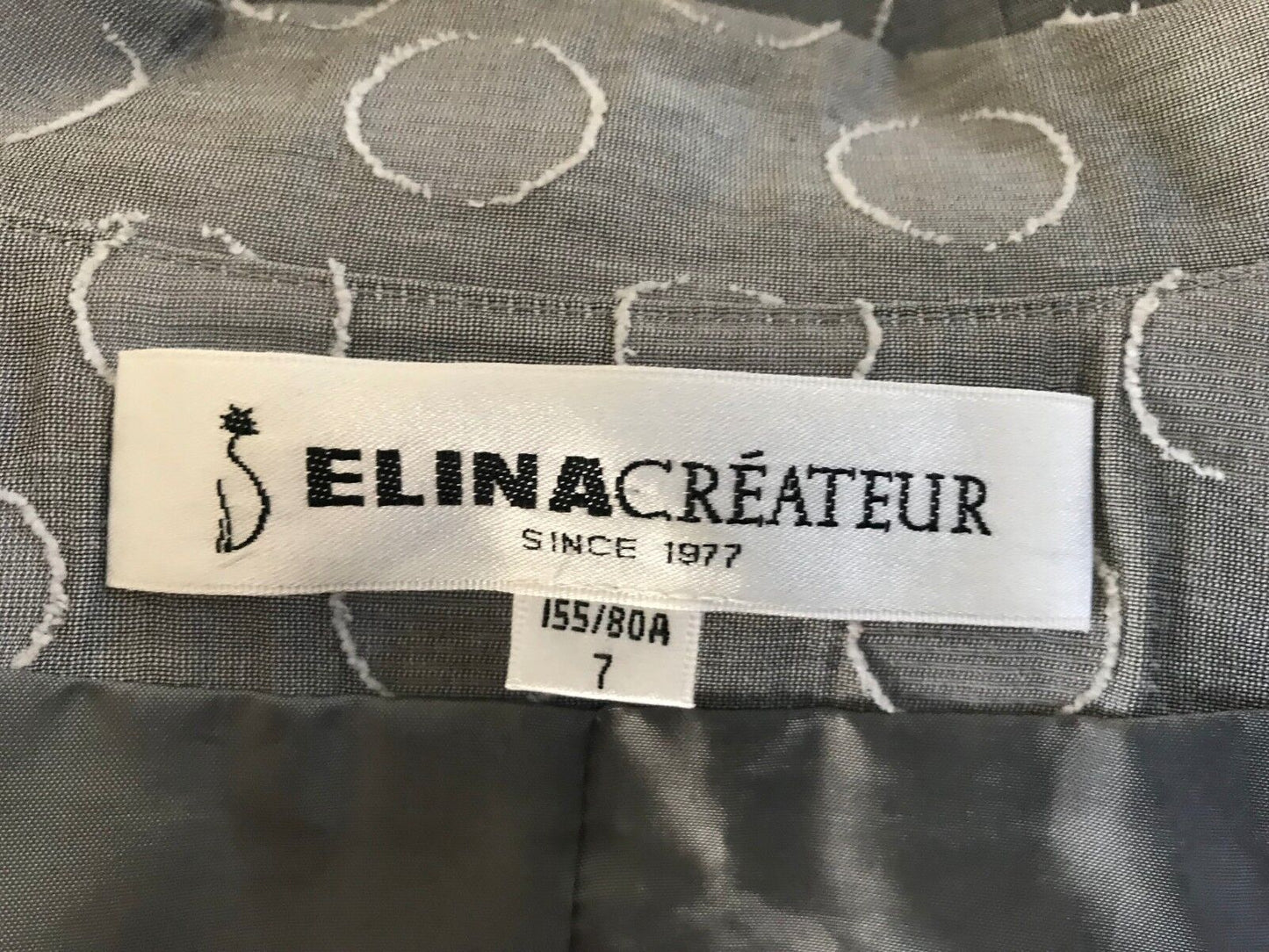 ELINA CREATEUR Taupe Circle Print Fabric Crop Jacket Size 7 AU 10 Vintage